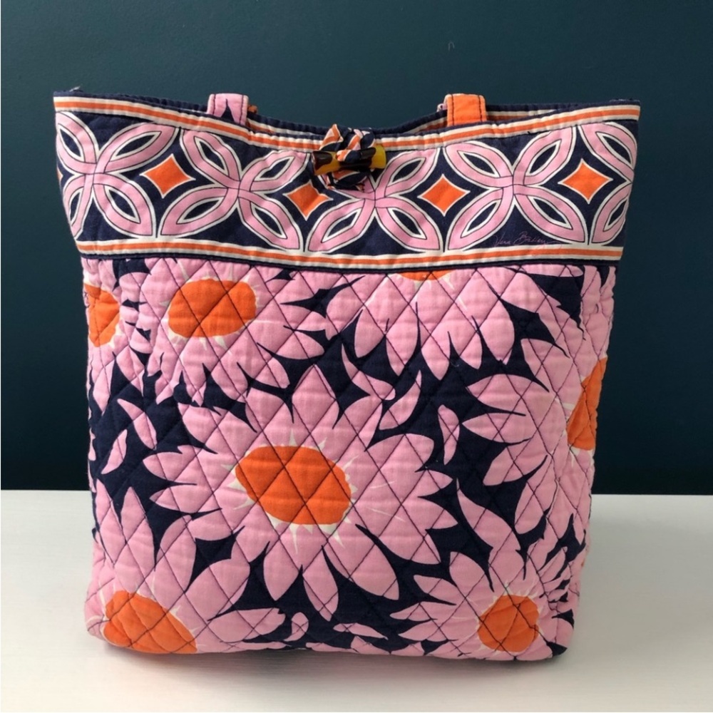 🤑LOWEST PRICE - VERA BRADLEY Loves Me tote bag pink blue tortoise clasp